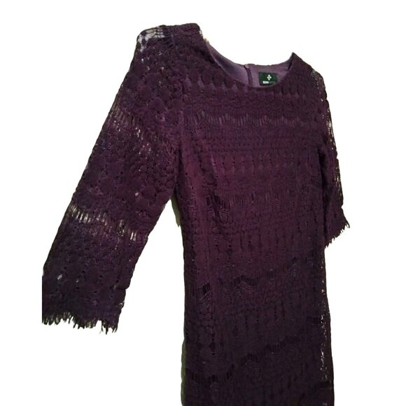 Ronni Nicole Purple Lace Fully Lined Scalloped Hem Back Zipper Dress Size 8P - Picture 5 of 9